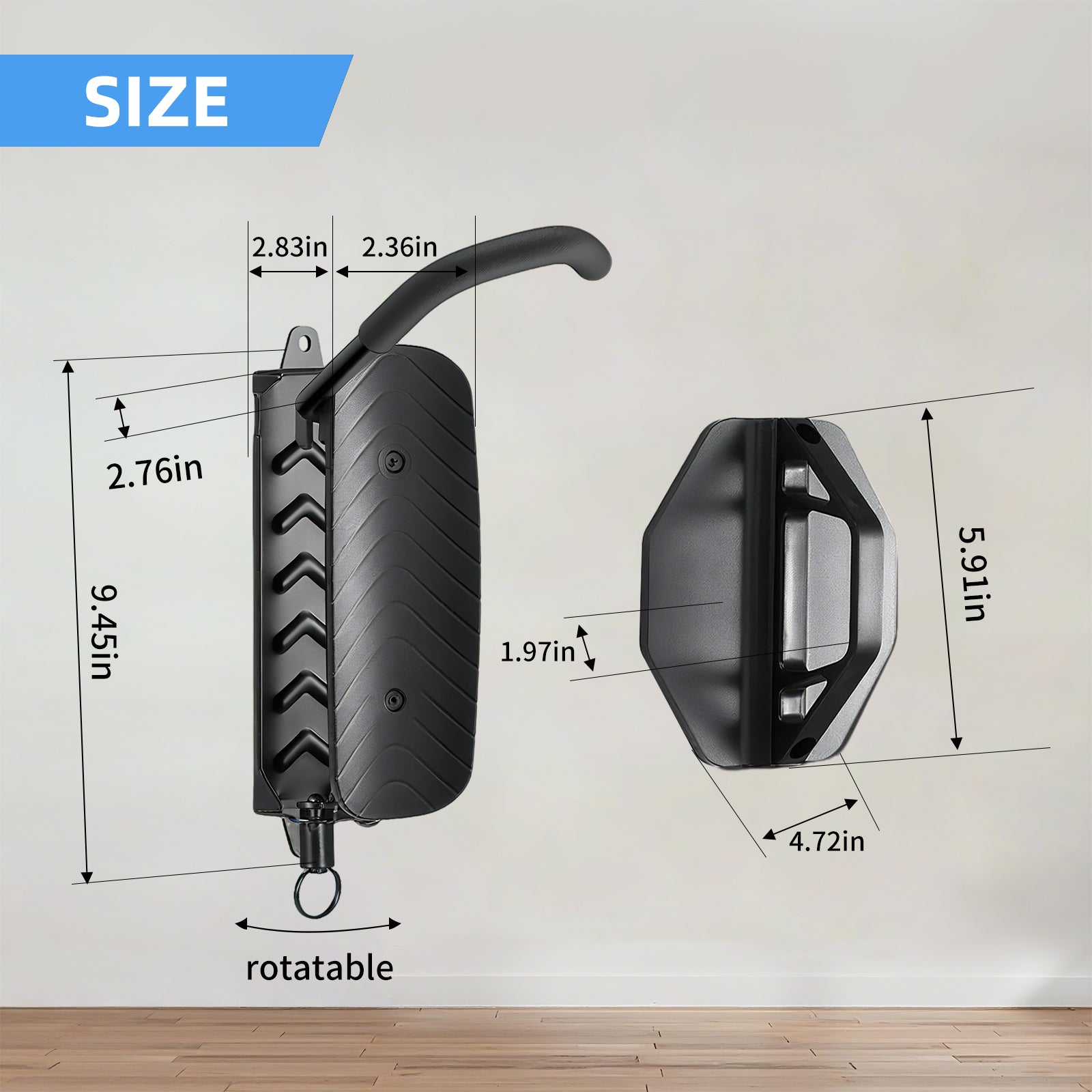 2 Pack Swivel Bike Wall Mount Rack, Adjustable Bike Wall Hanger, Holds Up to 66 lbs - Black