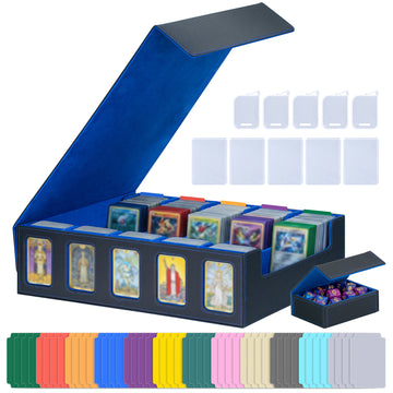 DQQKMM Trading Card Storage Box, 3900+ Deck Box with Commander Display, Organizer for MTG TCG Sports Cards, Includes Dice Tray, Dividers & Top Loaders