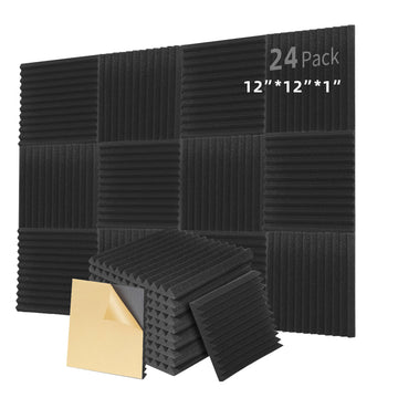 DQQKMM 24 Pack Sound Deadening Panels,12"X12"X1" Acoustic Sound Panels, Noise Canceling Foam Wedge Panels