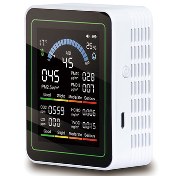 DQQKMM 10-in-1 Air Quality Monitor, Portable Smart Air Quality Tester with Beep Alarms, Real-Time Detection for Home, Office, Car & Pet Areas