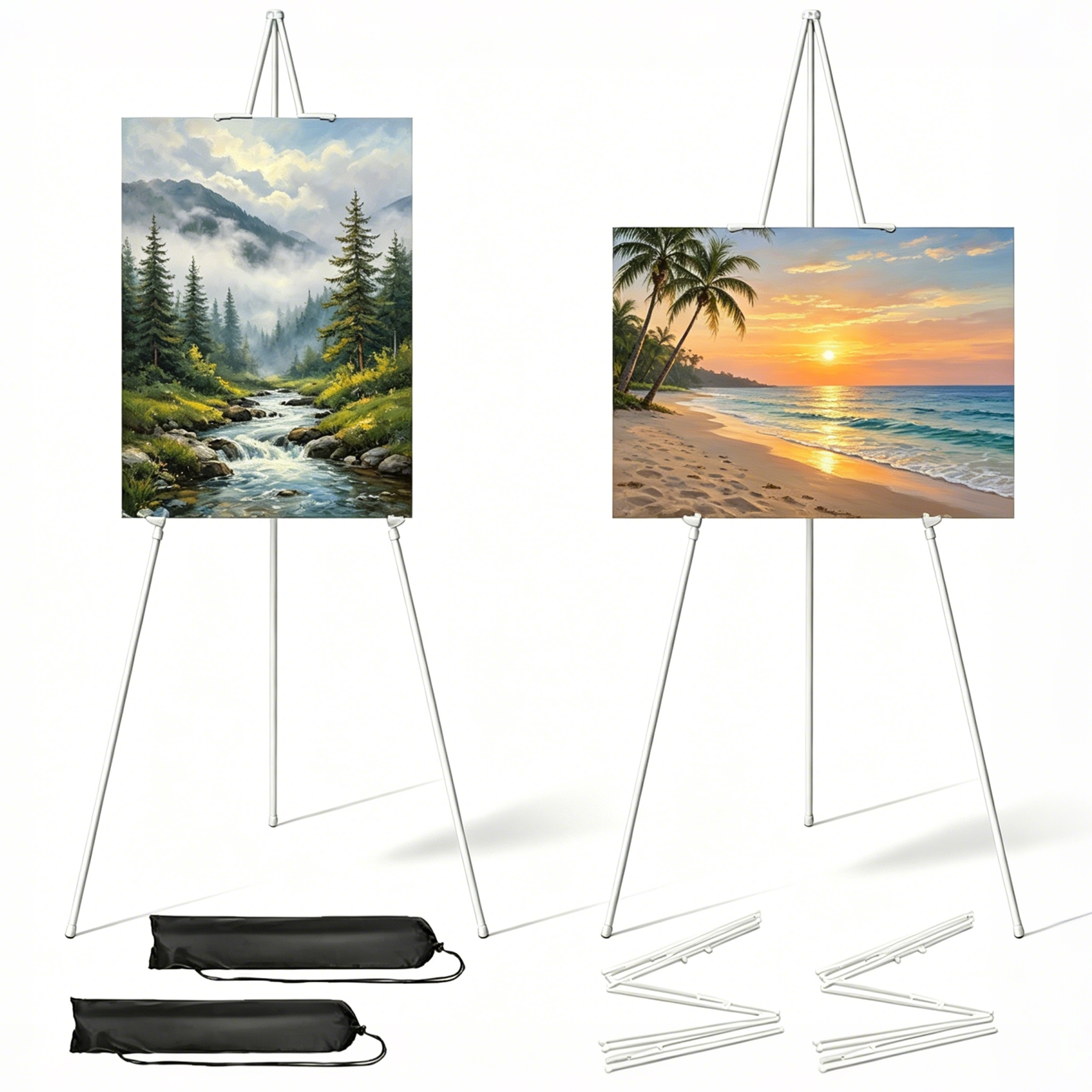 DQQKMM Easel Stand for Display, 2PCS Adjustable 66'' Foldable Art Easel for Painting, Crafts, Banner(white)