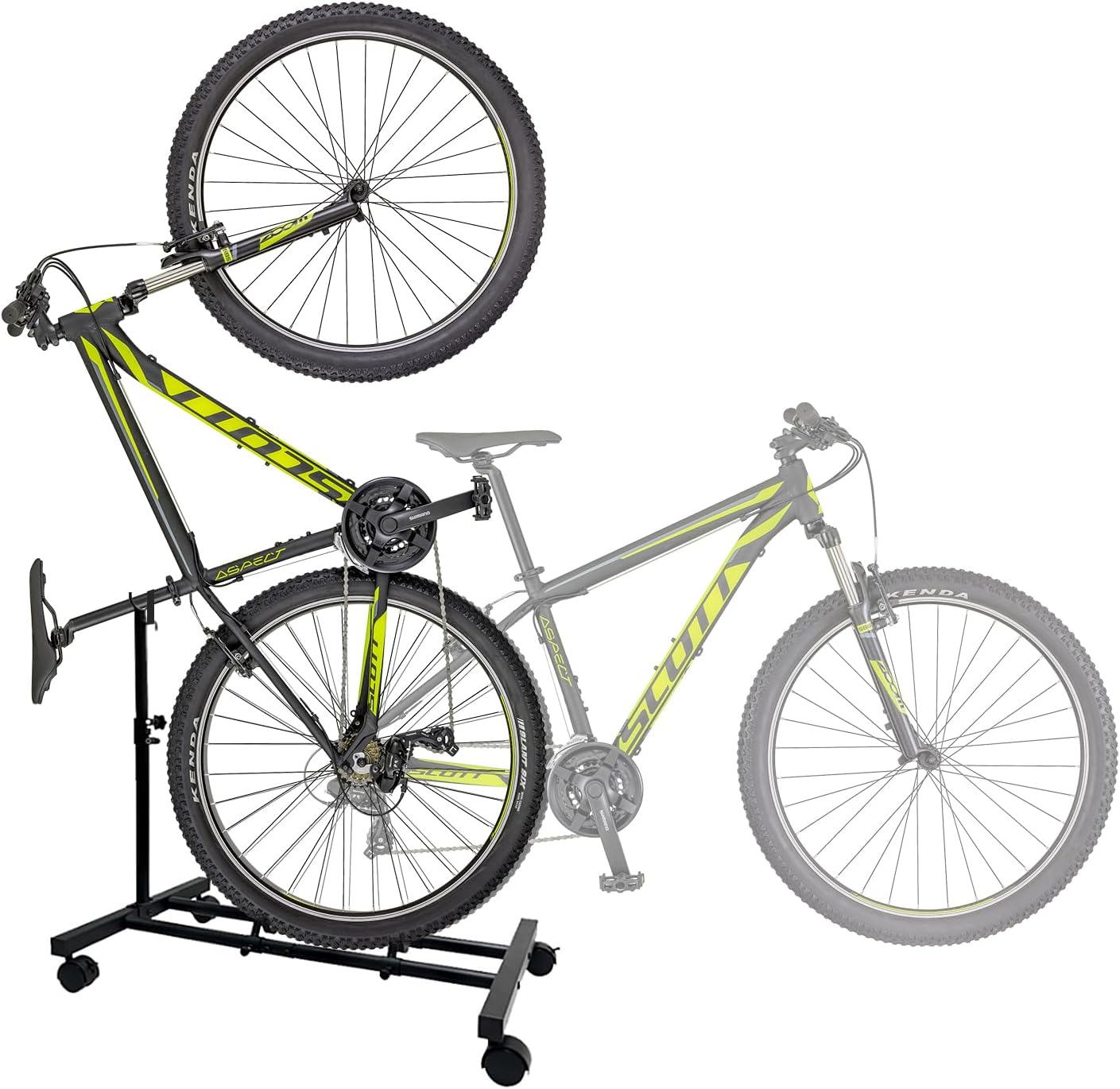 DQQKMM Vertical Bike Stand Movable with Casters, Freestanding Indoor Bike Storage Rack Upright Bicycle Floor Stand Indoor Bike Holder with Adjustable Height for Garage & Apartment