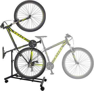 DQQKMM Vertical Bike Stand Movable with Casters, Freestanding Indoor Bike Storage Rack Upright Bicycle Floor Stand Indoor Bike Holder with Adjustable Height for Garage & Apartment