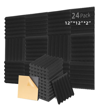 DQQKMM 24 Pack Sound Deadening Panels,12"X12"X2" Acoustic Sound Panels, Noise Canceling Foam Wedge Panels