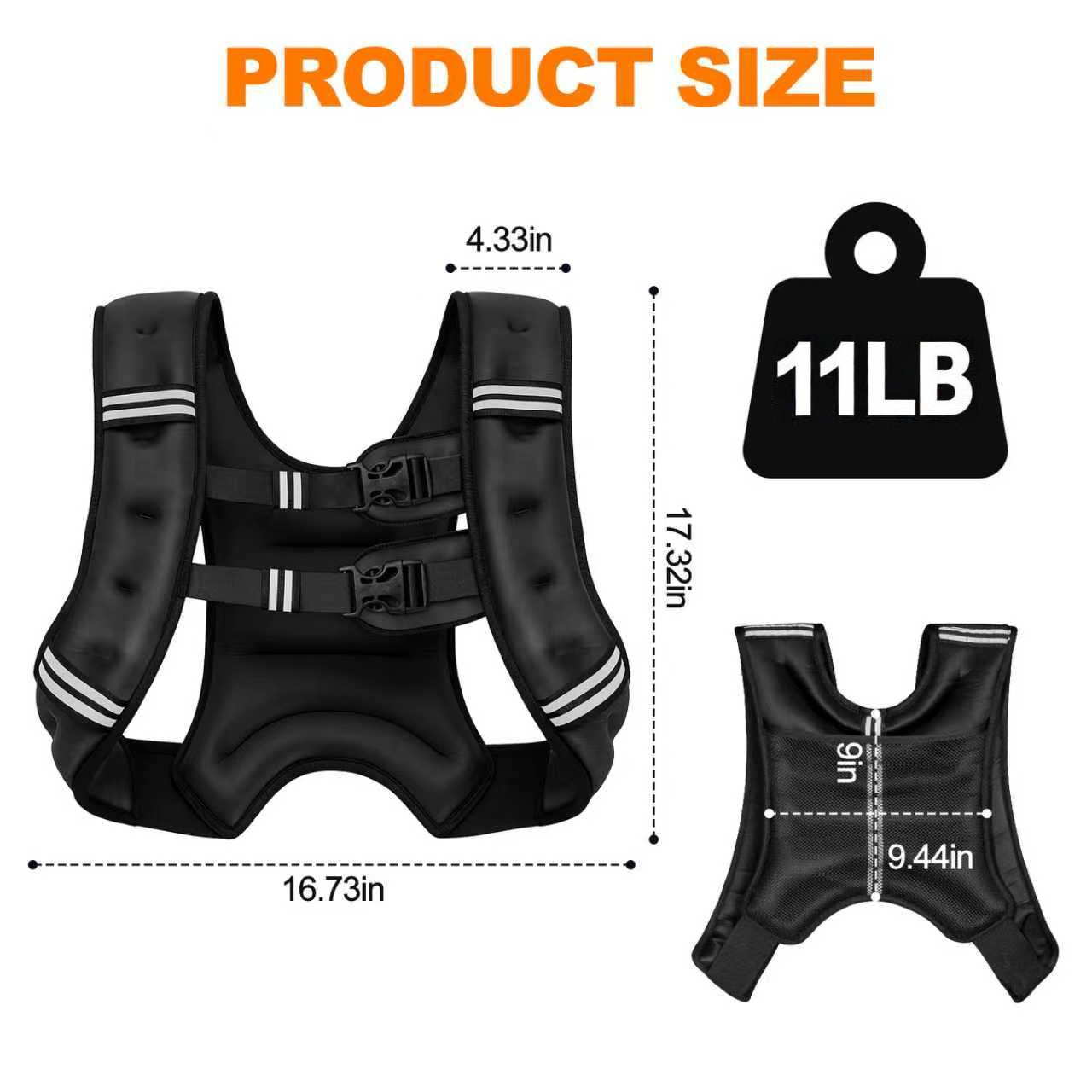 DQQKMM Adjustable Weighted Vests, 11lb Strength Training Weight Vests with Detachable Phone Pouch for Workout Vest