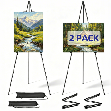 DQQKMM Easel Stand for Display, 2PCS Adjustable 66'' Foldable Art Easel for Painting, Crafts, Banner(black)