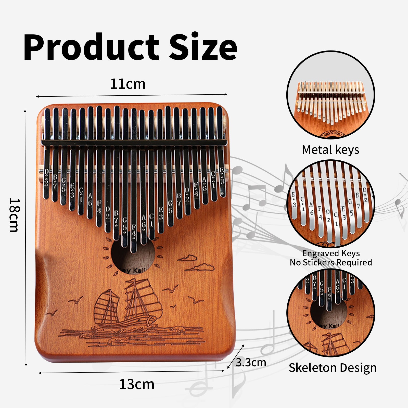 DQQKMM 21 Keys Kalimba Thumb Piano, Wood Finger Piano Kalimba Gifts for Kids and Adults Beginners
