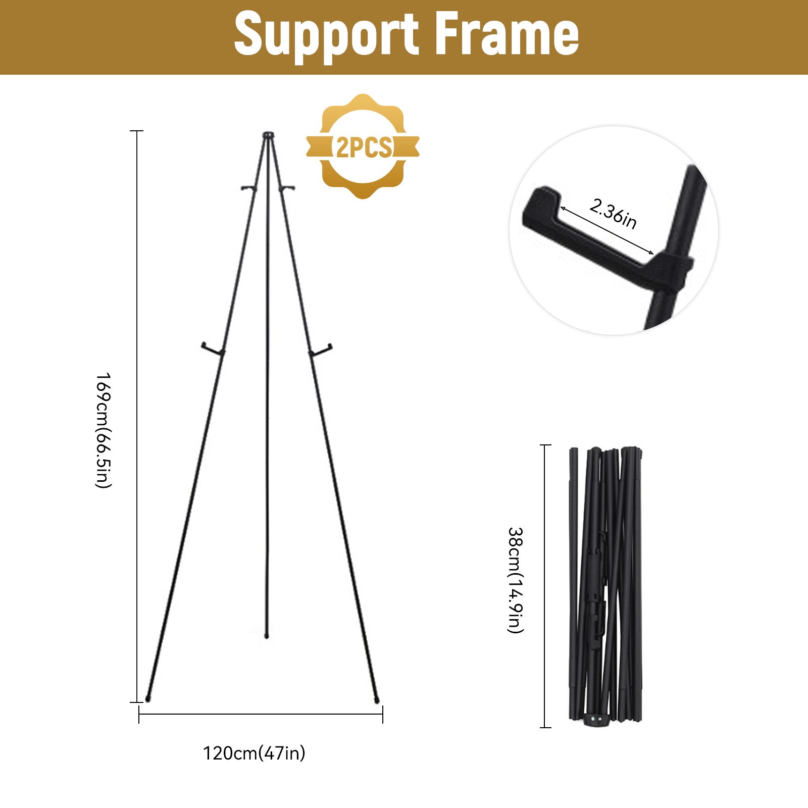 DQQKMM Easel Stand for Display, 2PCS Adjustable 66'' Foldable Art Easel for Painting, Crafts, Banner(black)