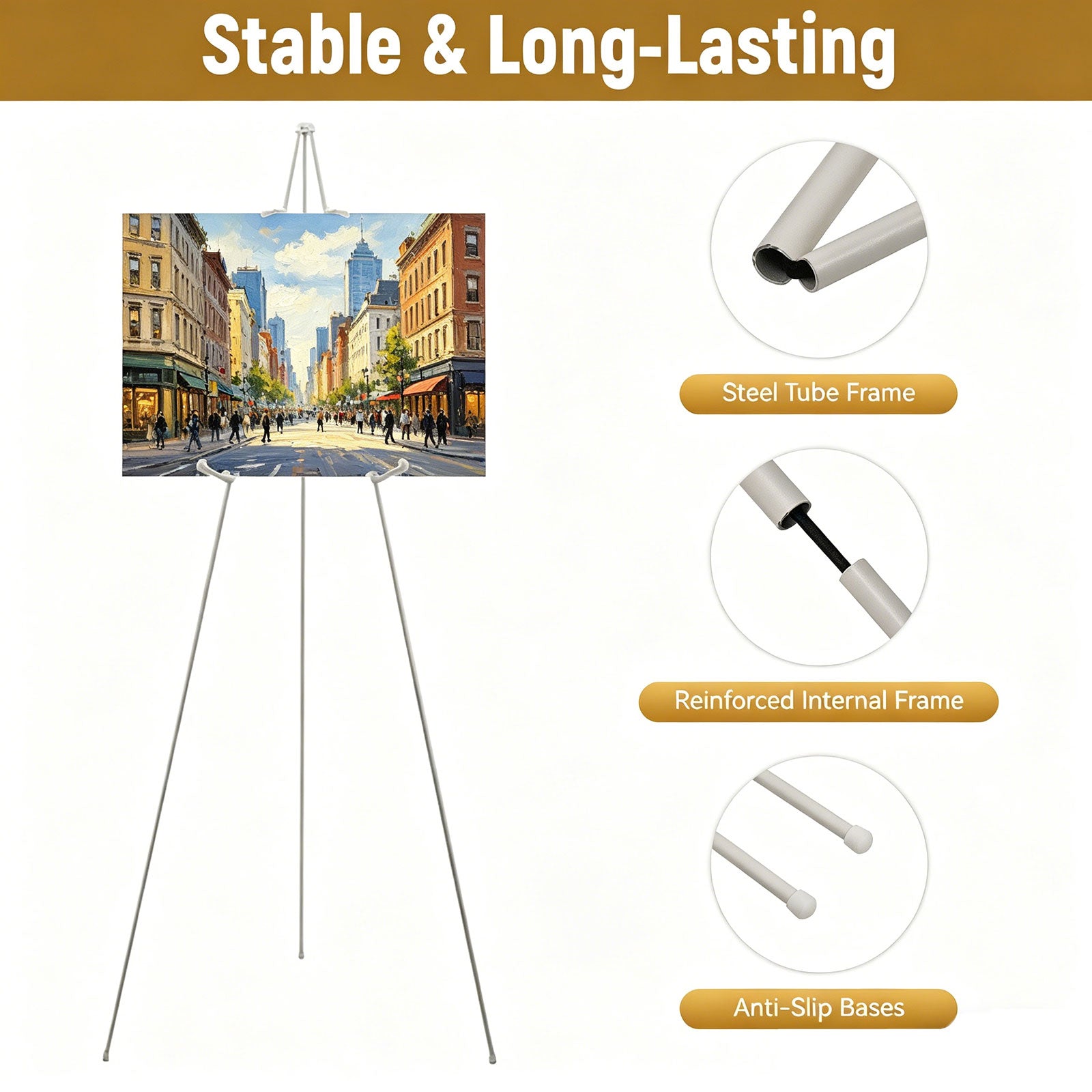 DQQKMM Easel Stand for Display, 2PCS Adjustable 66'' Foldable Art Easel for Painting, Crafts, Banner(white)