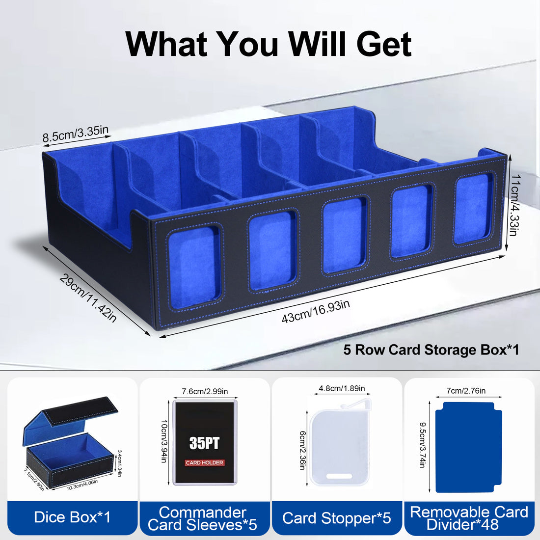 DQQKMM Trading Card Storage Box, 3900+ Deck Box with Commander Display, Organizer for MTG TCG Sports Cards, Includes Dice Tray, Dividers & Top Loaders