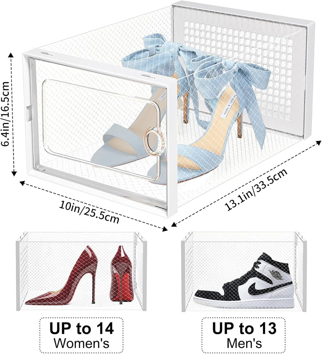 DQQKMM 15-Pack XXL Shoe Storage Box, Clear Shoe box Plastic Stackable Shoe Organizer for Closet, Space Saving Foldable Shoe Rack Sneaker Container Bin Holder(white)
