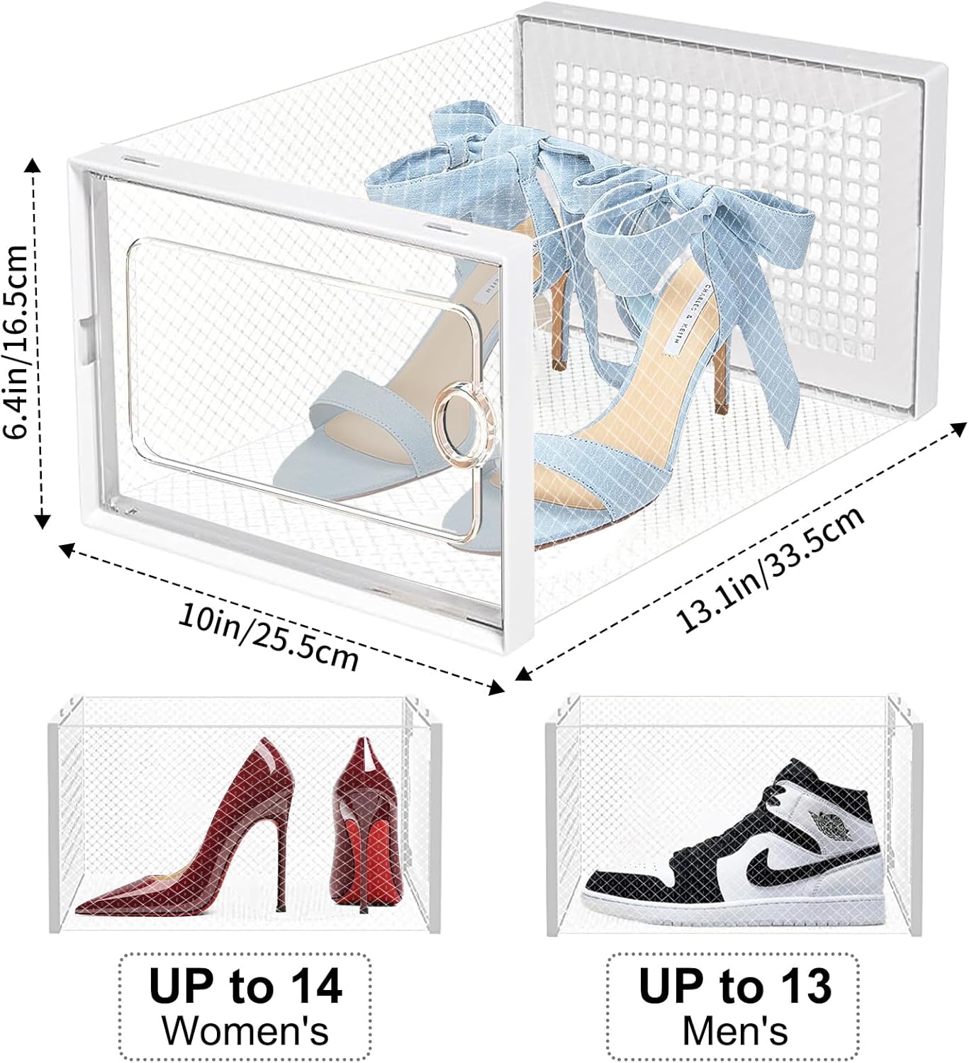 DQQKMM 15-Pack XXL Shoe Storage Box, Clear Shoe box Plastic Stackable Shoe Organizer for Closet, Space Saving Foldable Shoe Rack Sneaker Container Bin Holder(white)
