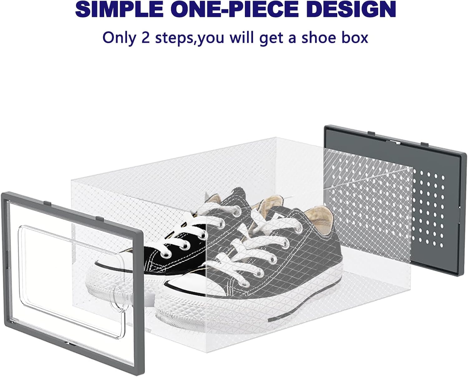 DQQKMM 15-Pack XL Shoe Storage Box, Clear Shoe box Plastic Stackable Shoe Organizer for Closet, Space Saving Foldable Shoe Rack Sneaker Container Bin Holder(gray)