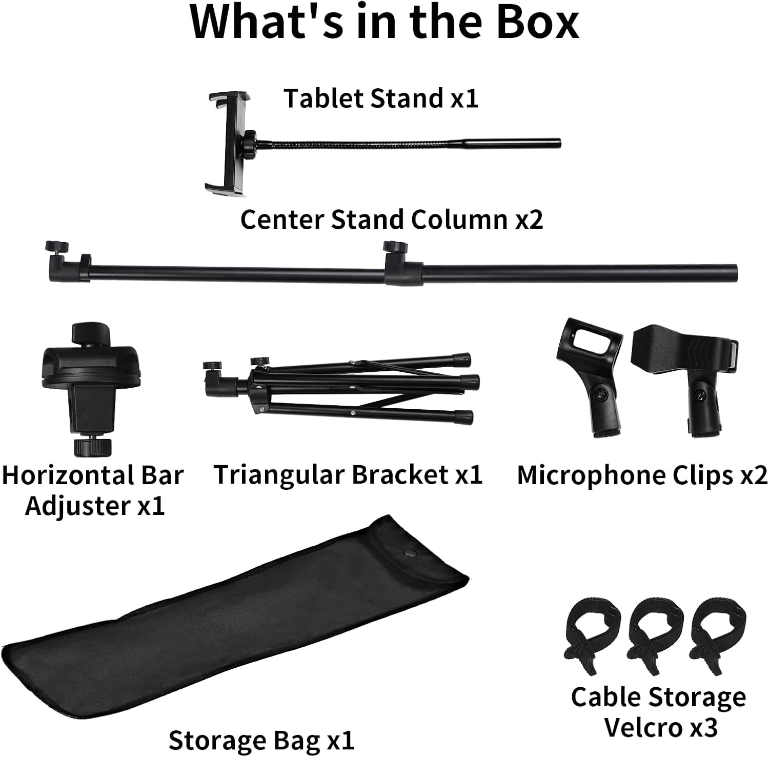 DQQKMM Tripod Mic Stand, 2-in-1 Adjustable Floor Stand with Boom Arm, Dual-Use Holder with Bag for Singing Studio