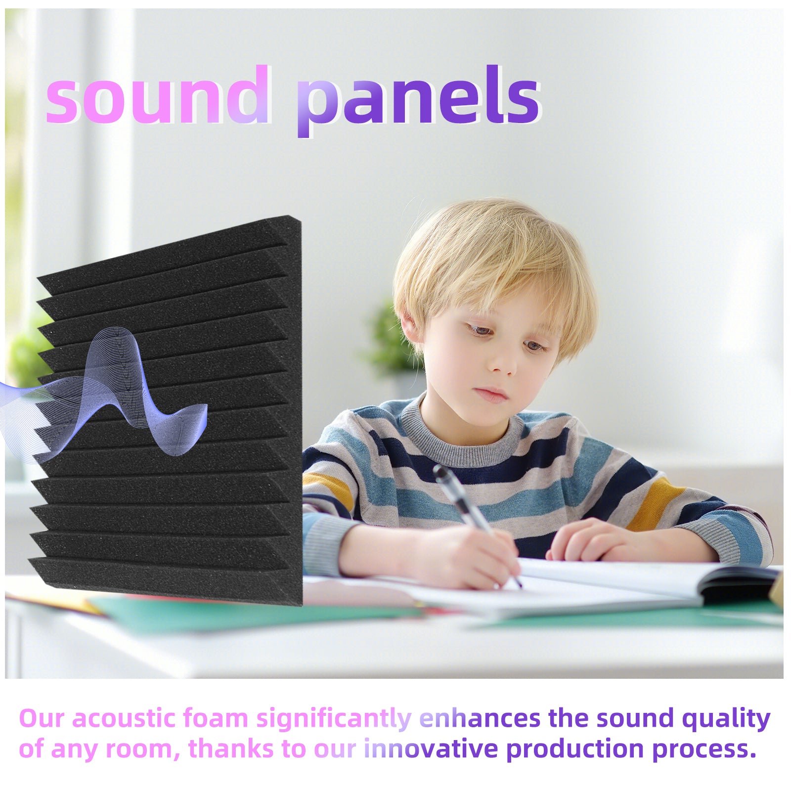 DQQKMM 24 Pack Sound Deadening Panels,12"X12"X1" Acoustic Sound Panels, Noise Canceling Foam Wedge Panels