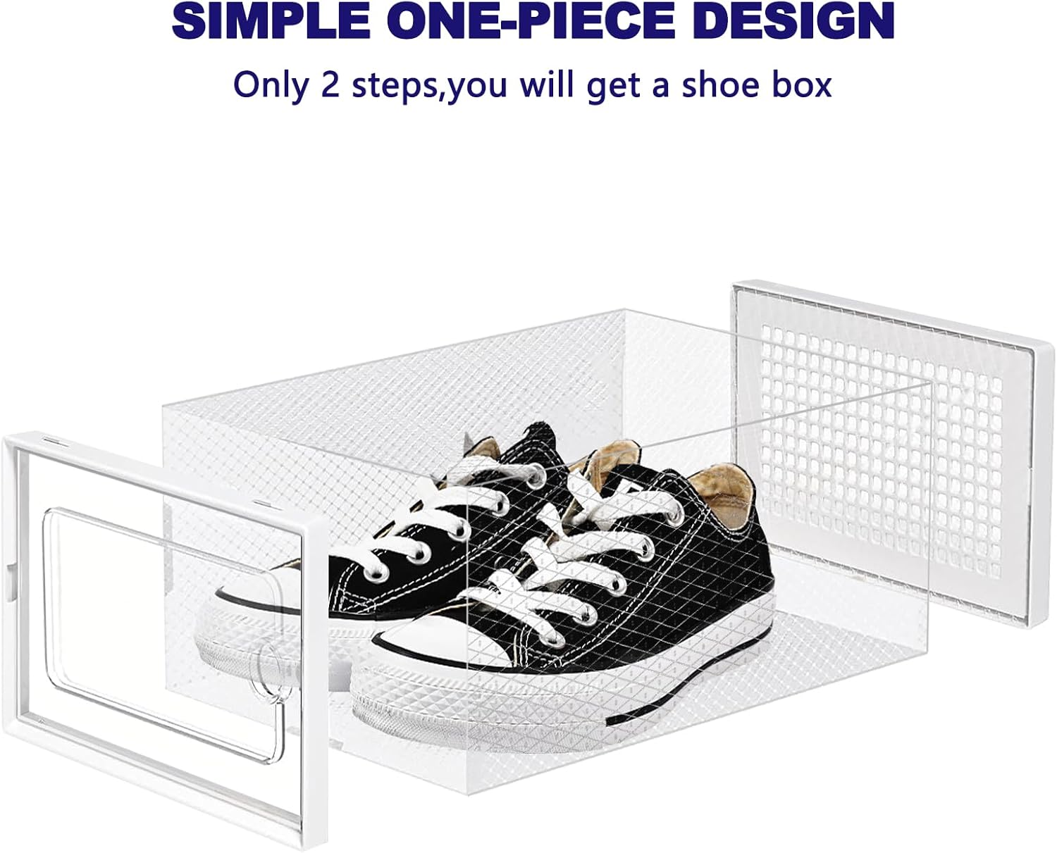 DQQKMM 12-Pack XL Shoe Storage Box, Clear Shoe box Plastic Stackable Shoe Organizer for Closet, Space Saving Foldable Shoe Rack Sneaker Container Bin Holder(white)