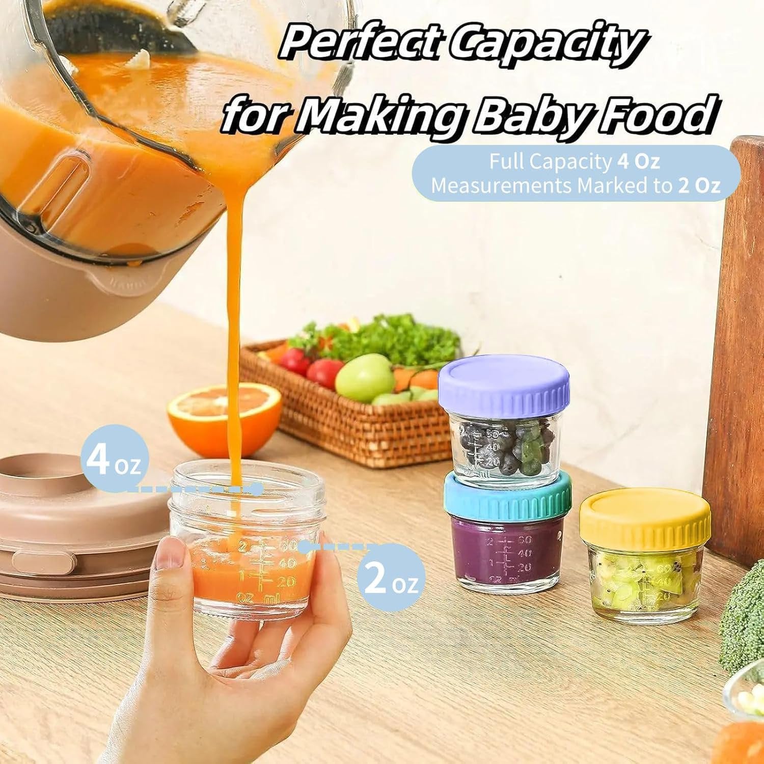 DQQKMM 20 Pack Glass Baby Food Storage Containers, 4oz/120ml Glass Baby Food Jars with Airtight Lids, Small Containers Freezer Storage with Airtight Lids Leak Proof for Baby Food