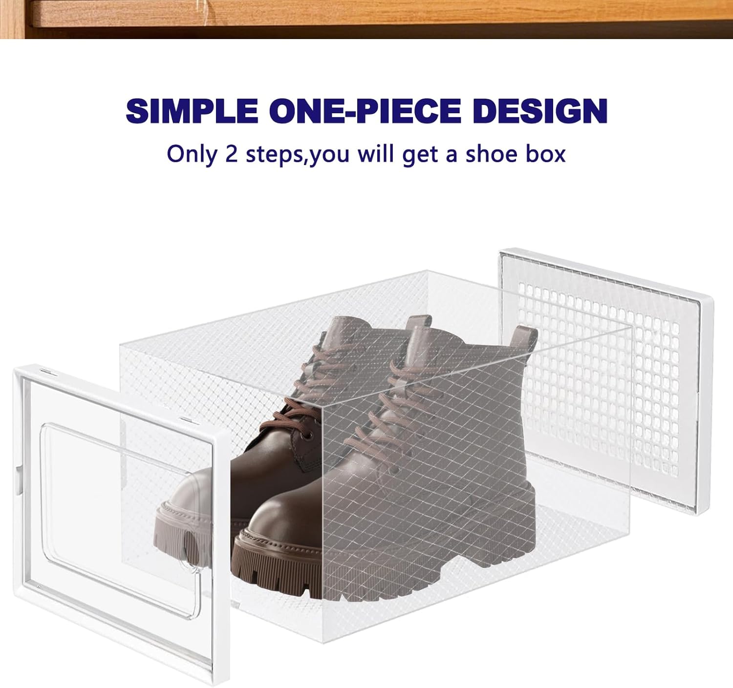 DQQKMM 12-Pack XXL Shoe Storage Box, Clear Shoe box Plastic Stackable Shoe Organizer for Closet, Space Saving Foldable Shoe Rack Sneaker Container Bin Holder(white)