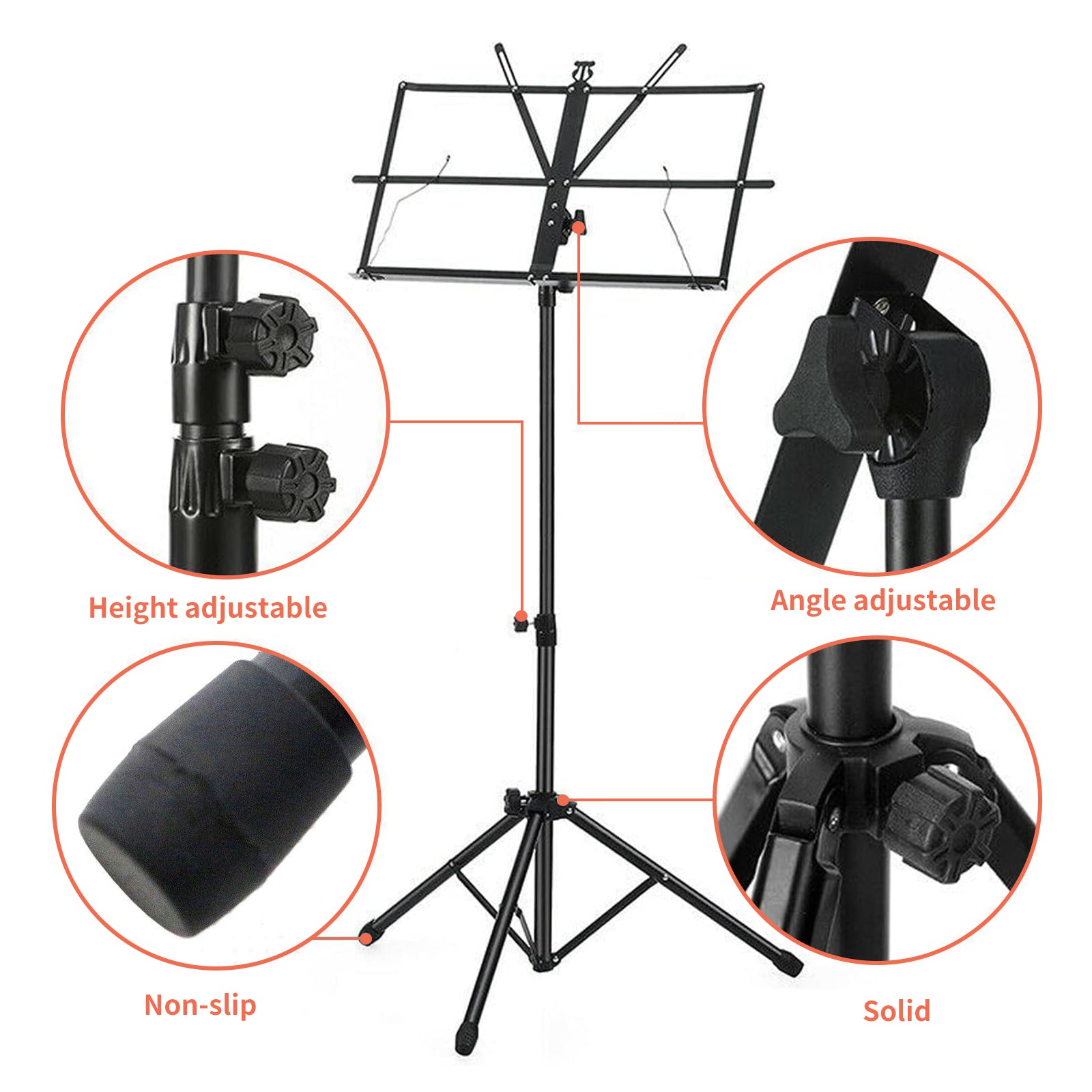 DQQKMM Sheet Music Stand, Collapsible Adjustable Music Stands with Carrying Bag (145cm/57.1in ）