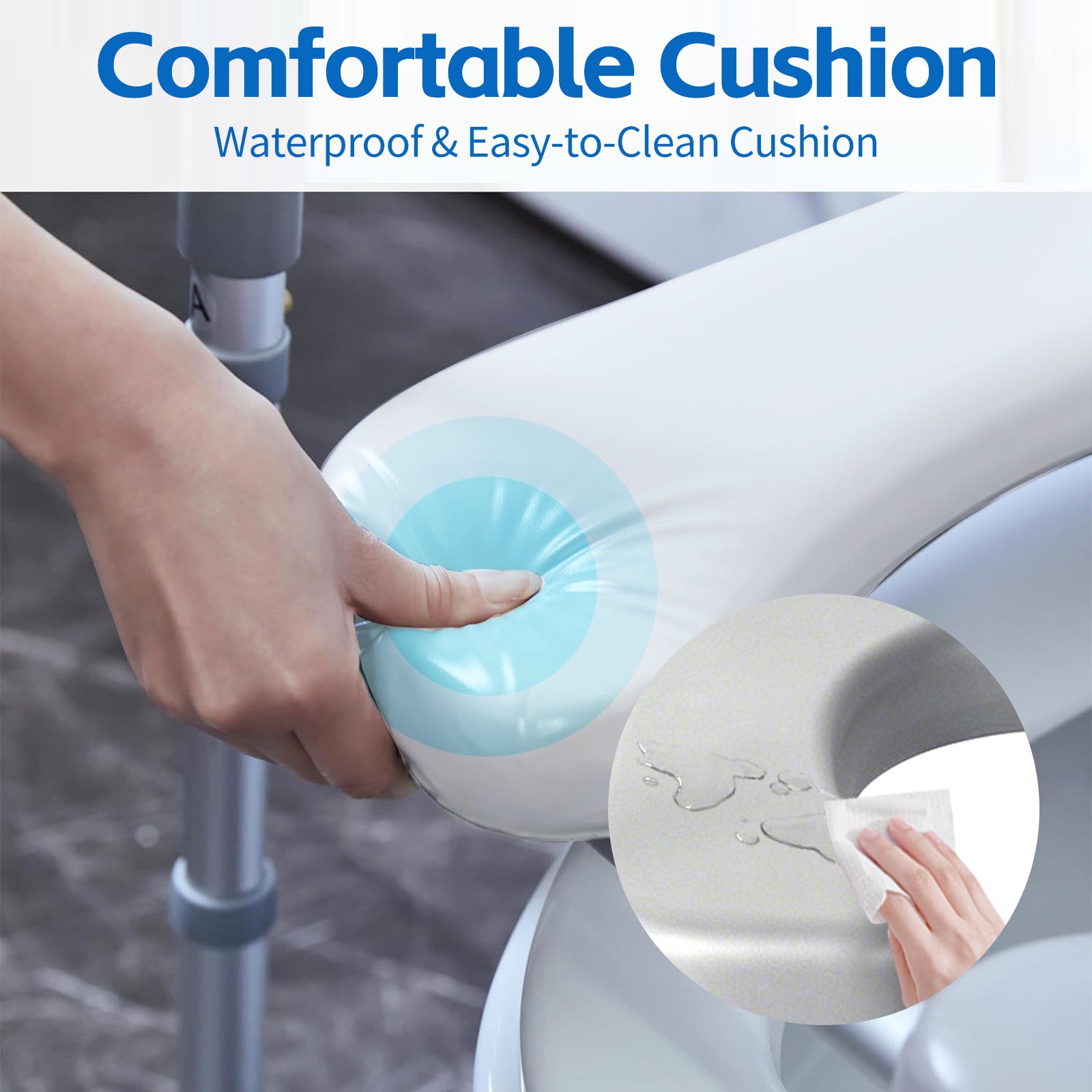 DQQKMM Toilet Seat Riser for Seniors, Adjustable Height & Width, Raised Toilet Seat with Handles & Padded Seat, Supports 300 lbs Toilet Seat with Handles, Shower Chair & Bedside Commode