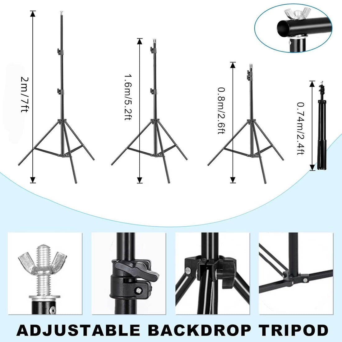 DQQKMM 10×6.5ft Backdrop Stand Kit,Adjustable Photography Studio Backdrop, 4 Crossbars, 6 Spring Clamps, 4 Backdrop Clips, 2 Sandbags and Carrying Bag for Studio Photography & Party Ceremony(2.0mX3m)