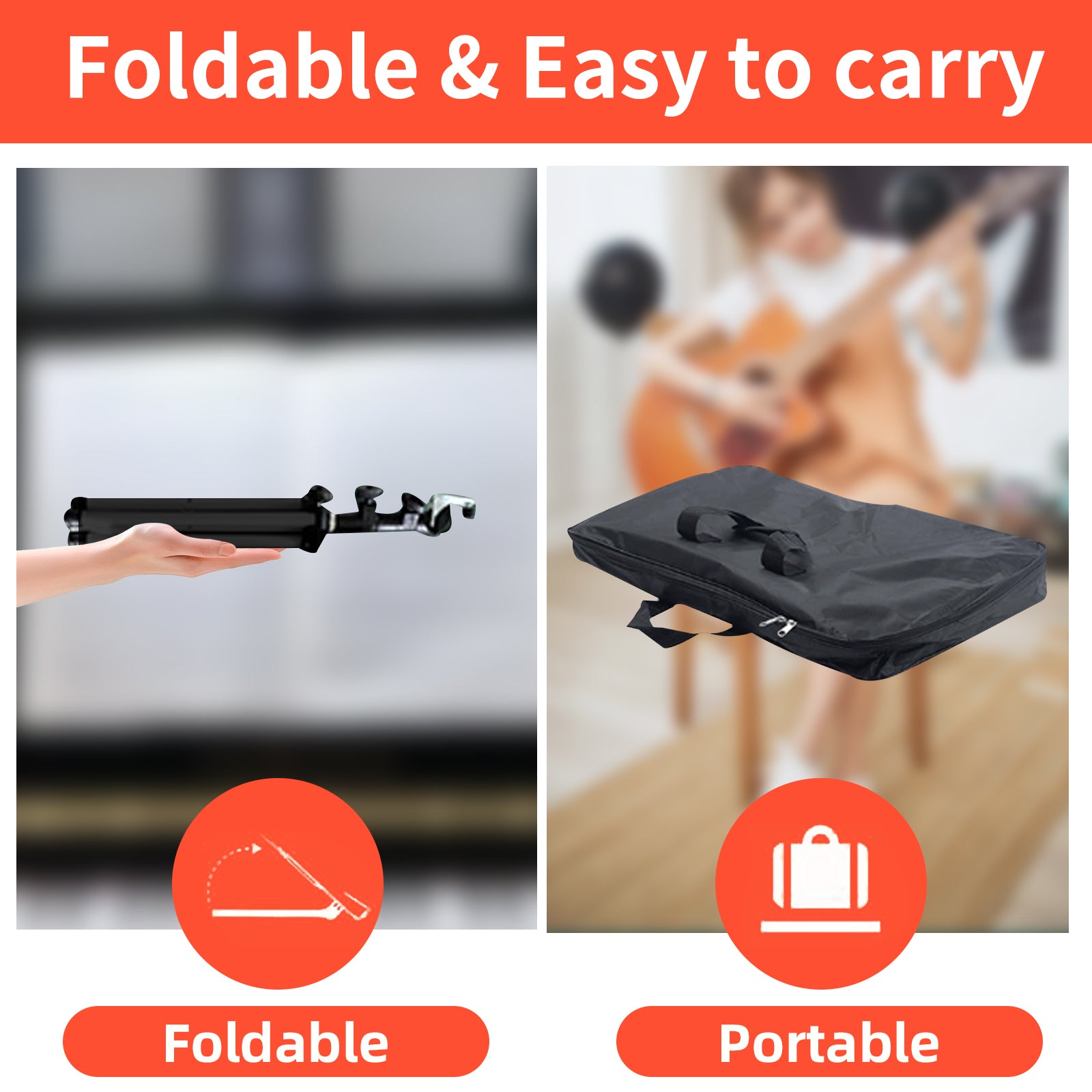 DQQKMM Sheet Music Stand, Collapsible Adjustable Music Stands with Carrying Bag (160cm/63in ）