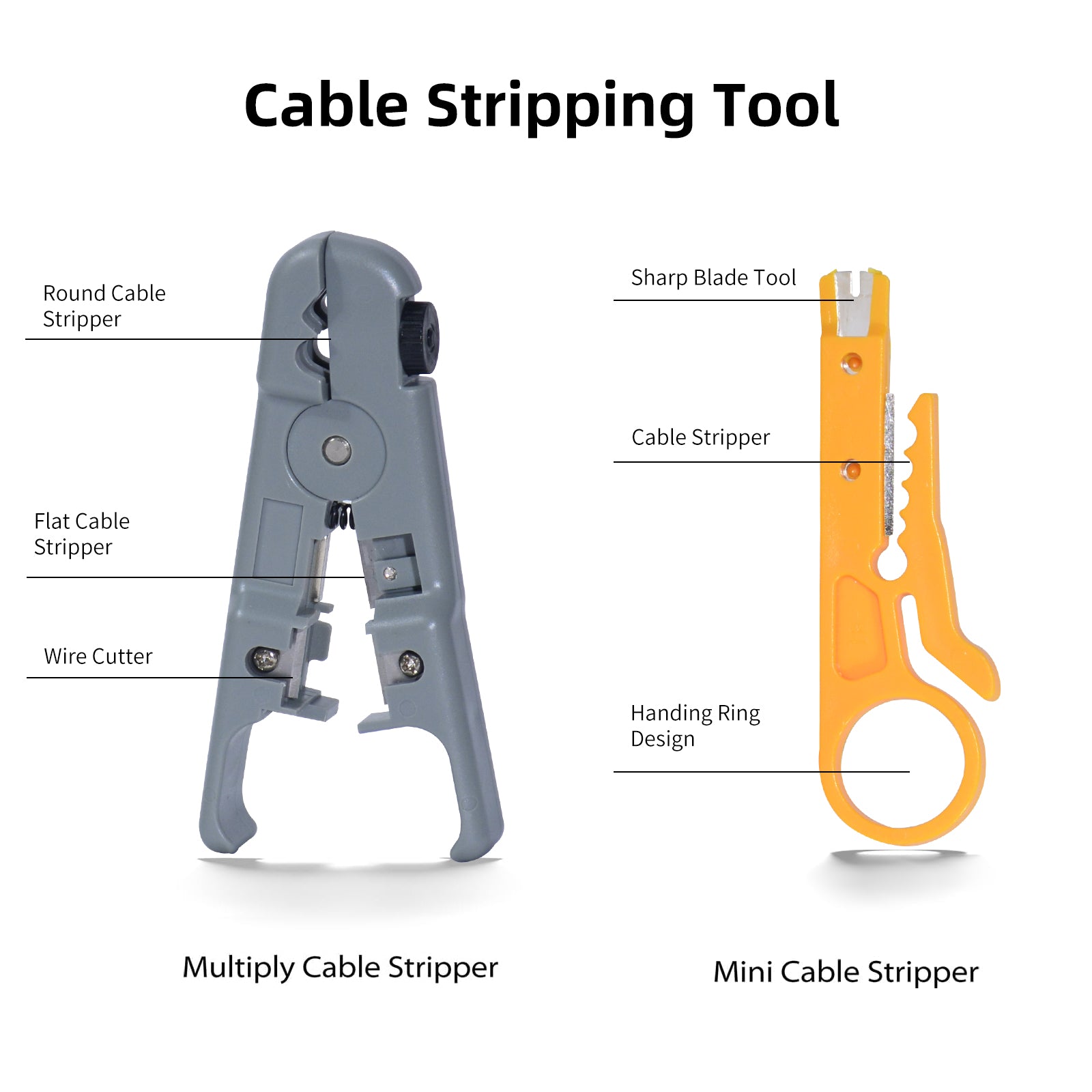 DQQKMM Ethernet Crimping Tool Kit RJ45 Crimp Tools, Cat5 Cat5e Cat6 Tool Kit with Cable Tester, Network Stripper, Blades, 50PCS Cat6 Pass Through Connectors and Strain Relief Boots