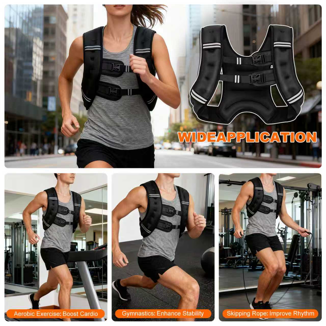 DQQKMM Adjustable Weighted Vests, 11lb Strength Training Weight Vests with Detachable Phone Pouch for Workout Vest