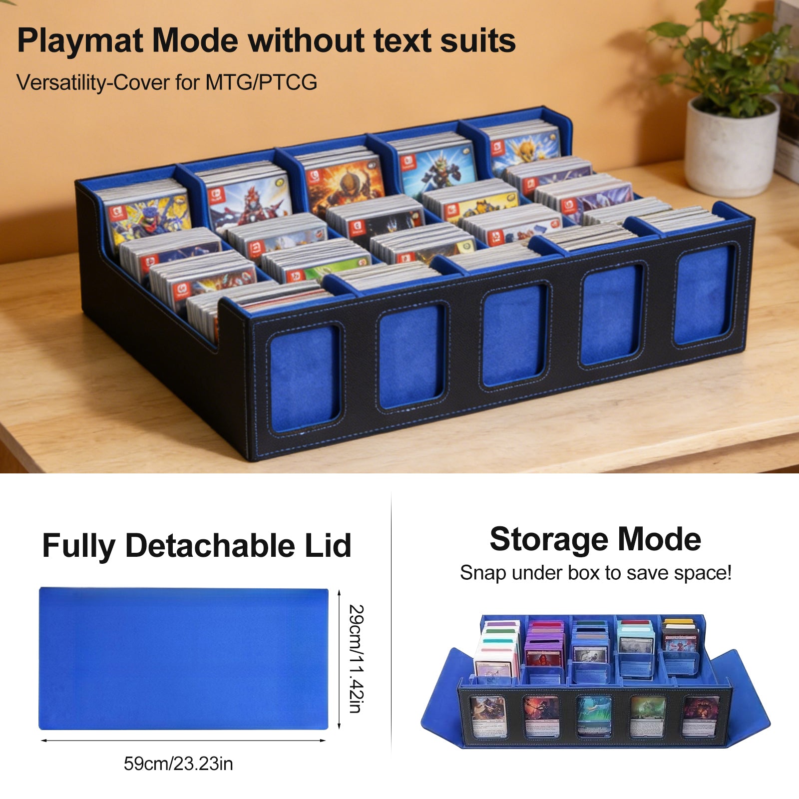 DQQKMM Trading Card Storage Box, 3900+ Deck Box with Commander Display, Organizer for MTG TCG Sports Cards, Includes Dice Tray, Dividers & Top Loaders