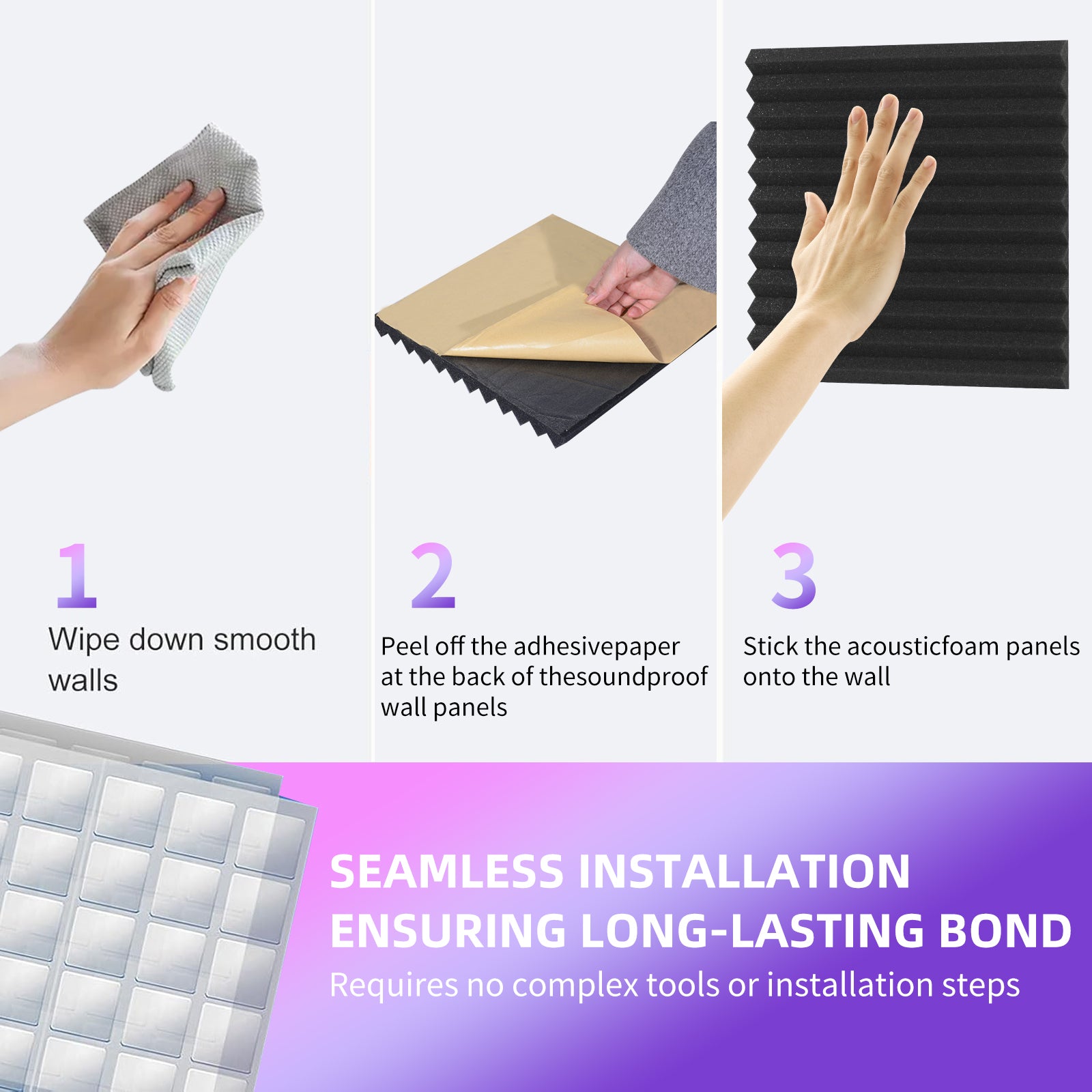 DQQKMM 24 Pack Sound Deadening Panels,12"X12"X1" Acoustic Sound Panels, Noise Canceling Foam Wedge Panels