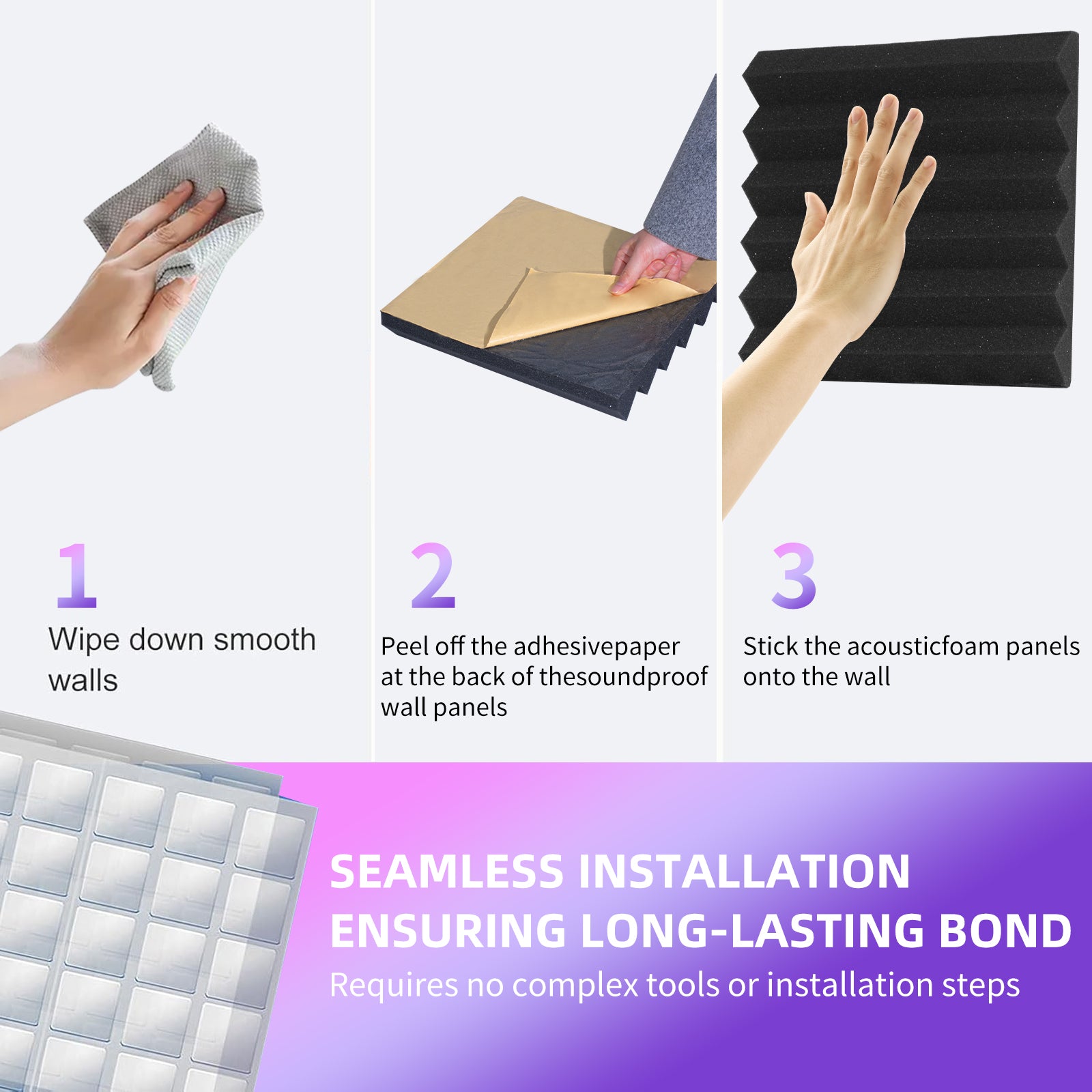 DQQKMM 24 Pack Sound Deadening Panels,12"X12"X2" Acoustic Sound Panels, Noise Canceling Foam Wedge Panels