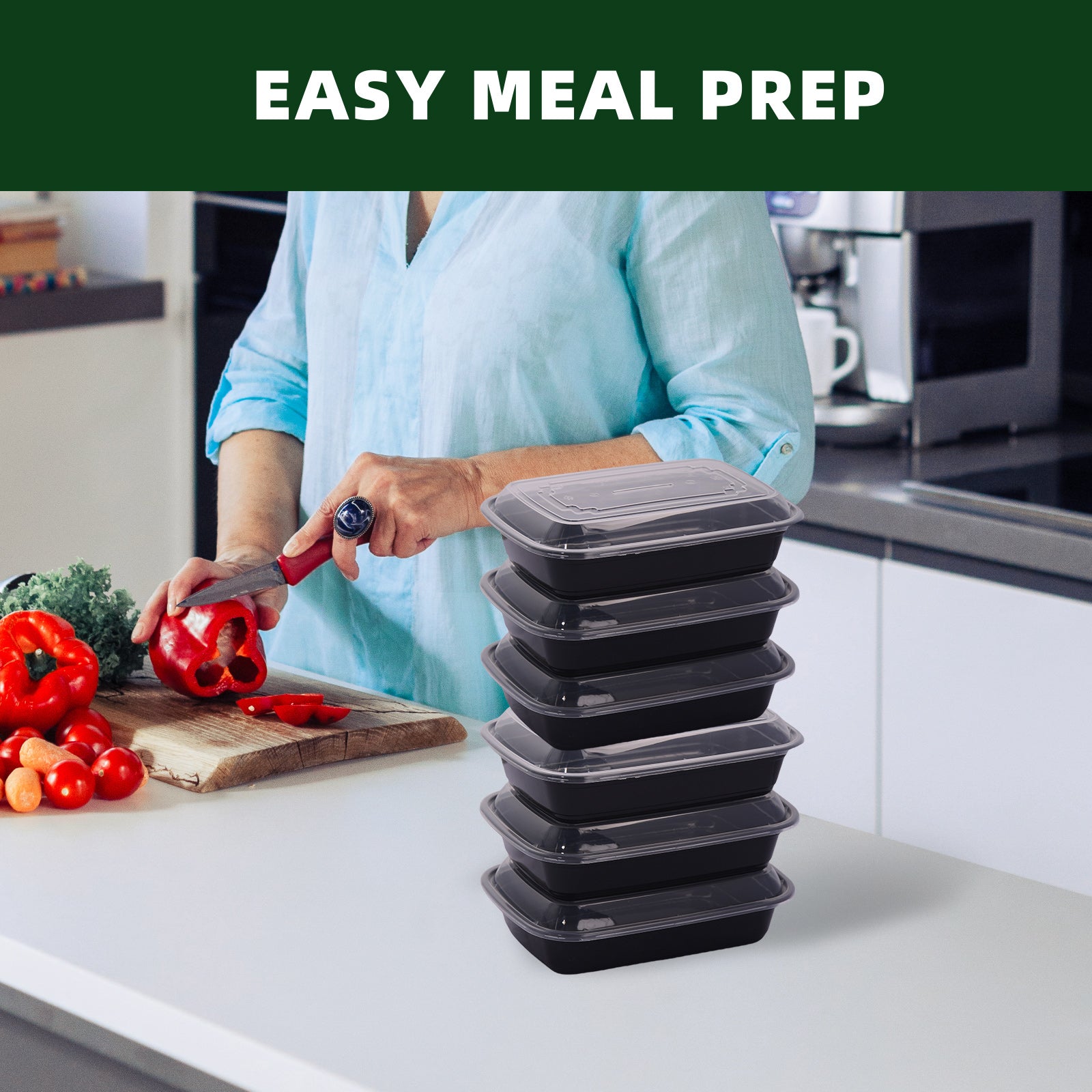 DQQKMM 100 Packs Black meal prep containers reusable,food containers with lids,to go container(32 oz)