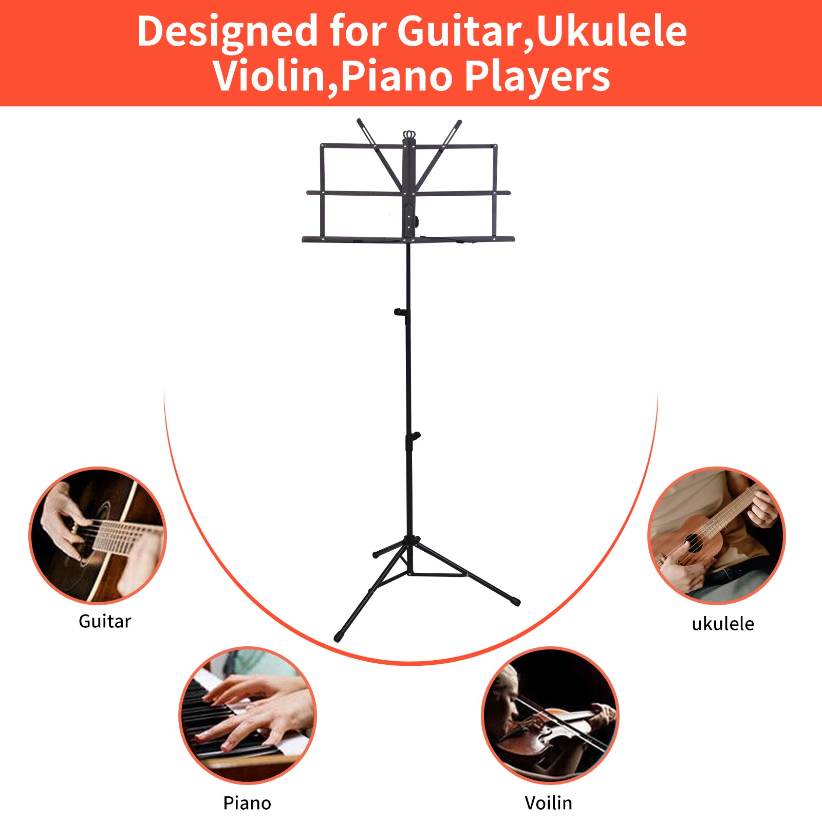 DQQKMM Sheet Music Stand, Collapsible Adjustable Music Stands with Carrying Bag (145cm/57.1in ）