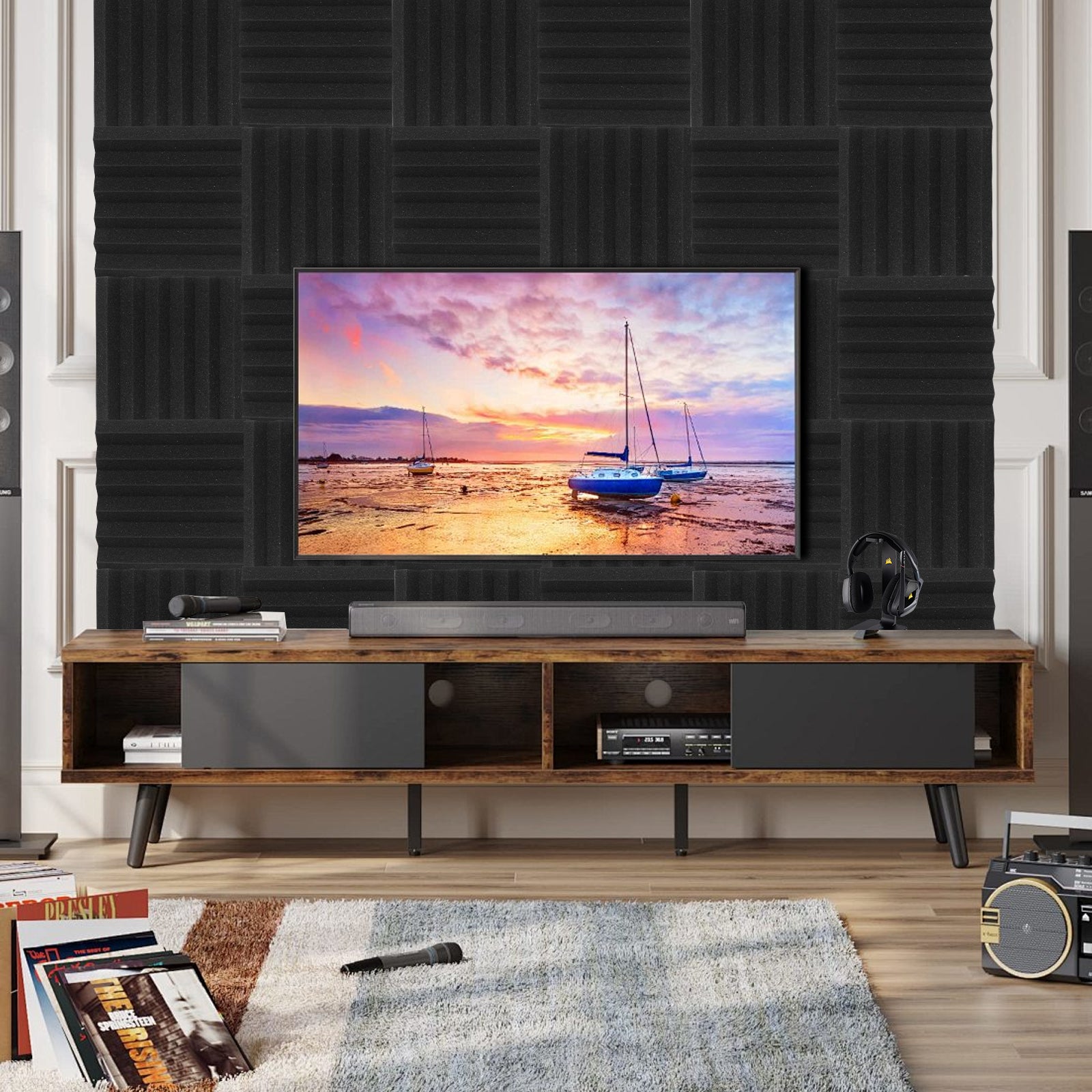 DQQKMM 24 Pack Sound Deadening Panels,12"X12"X2" Acoustic Sound Panels, Noise Canceling Foam Wedge Panels