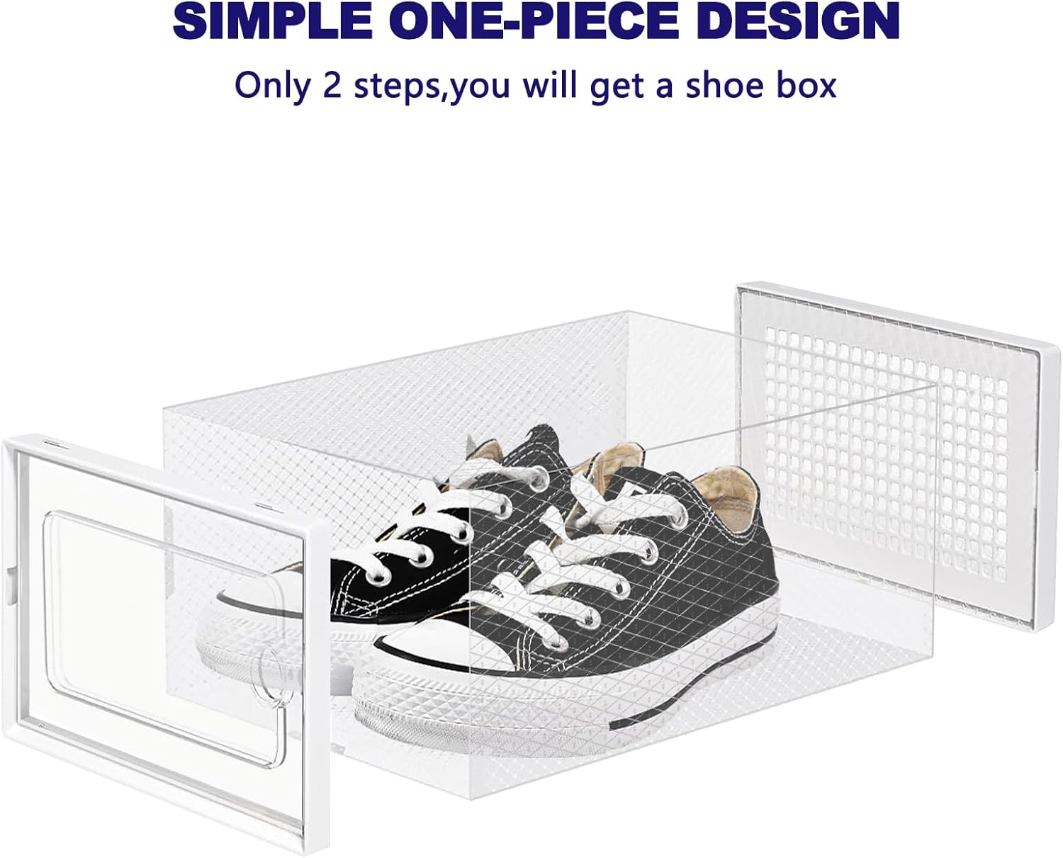 DQQKMM 15-Pack XL Shoe Storage Box, Clear Shoe box Plastic Stackable Shoe Organizer for Closet, Space Saving Foldable Shoe Rack Sneaker Container Bin Holder(white)